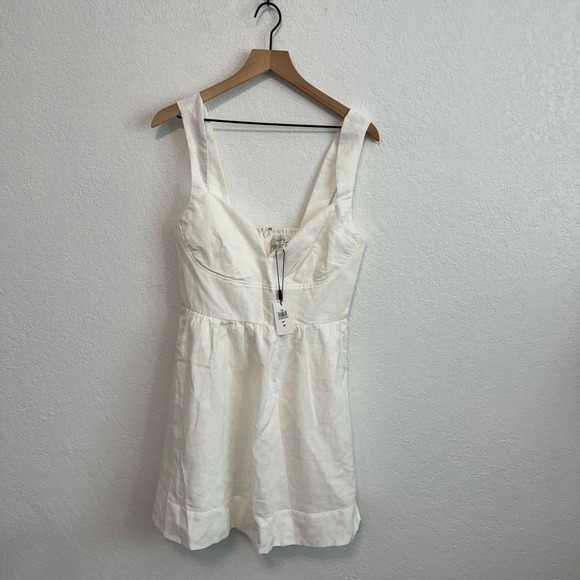 NEW NWT Milly Everly Sweetheart Neck Sleeveless Linen Ramie Mini Dress White 12 - Picture 6 of 14